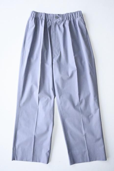 nonnotte / Clear Heavy Broadcloth Draping Elastic In Tuck Wide Trousers- Blue Granite