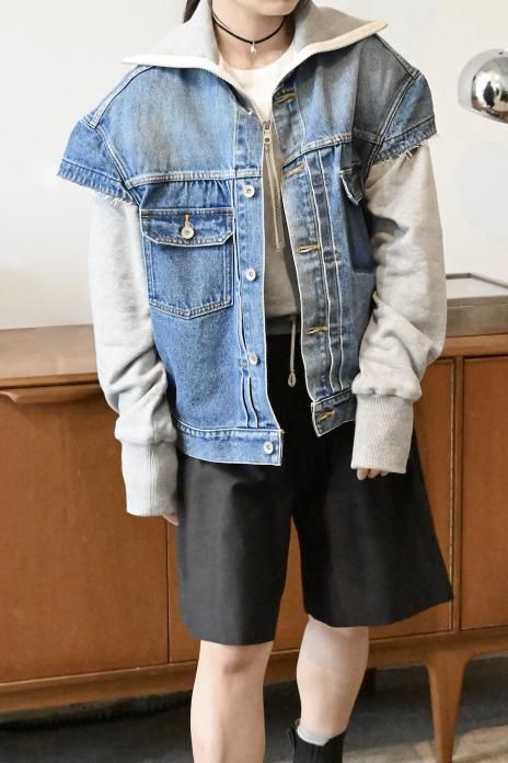RYU KAGA / Cropped Denim Jacket - Blue