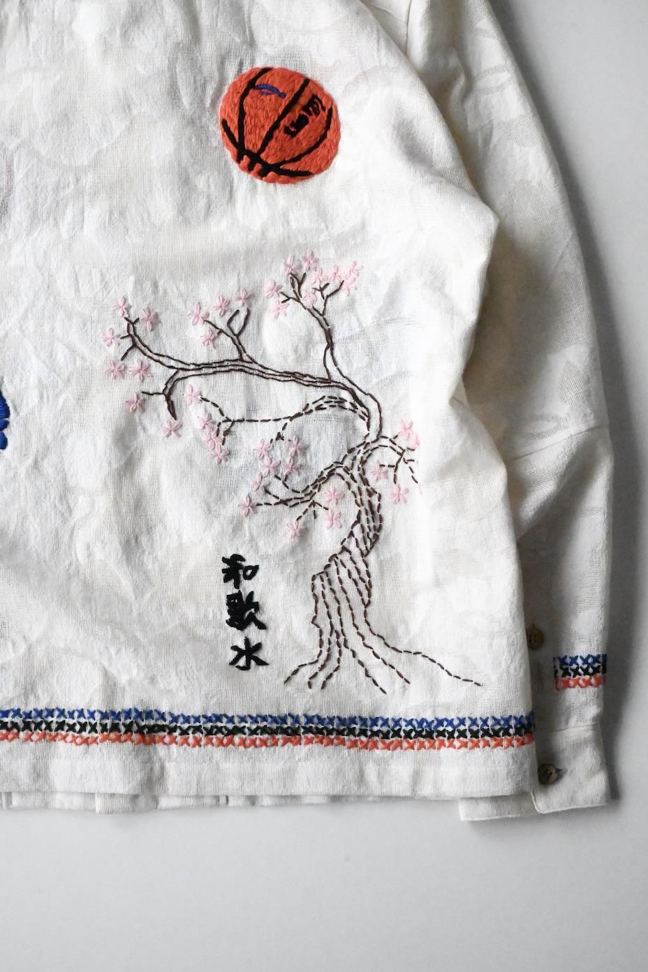 KHOKI | Hand Embroidered-Design Long Sleeve Shirt | White