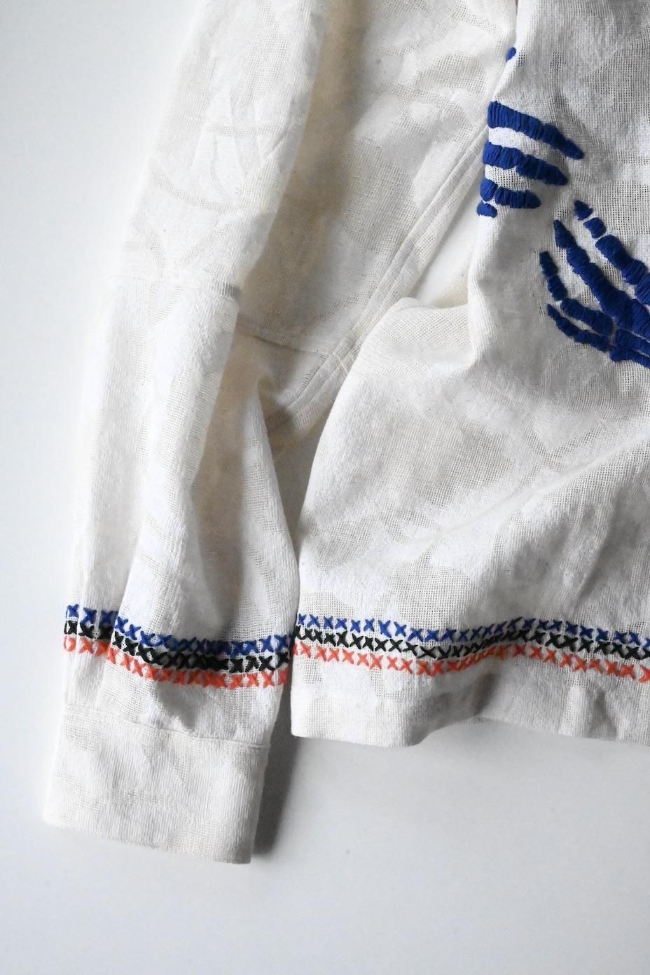 KHOKI | Hand Embroidered-Design Long Sleeve Shirt | White - HEIRLOOM