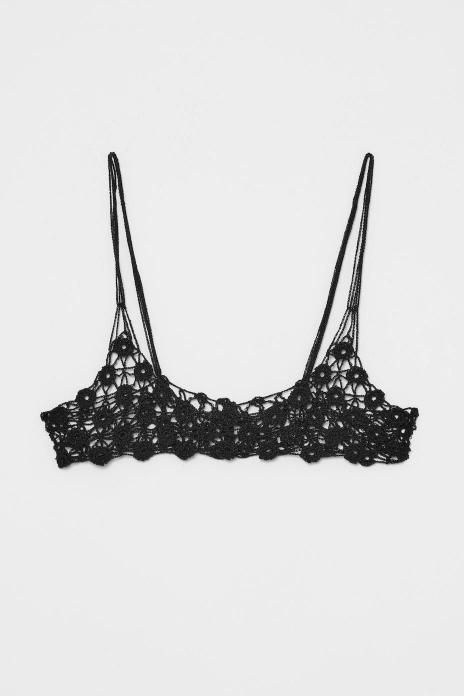 babaco / Crochet Bra-Top - Black Lurex