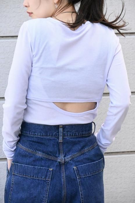 babaco / Twisted Cotton Back Layered Long Sleeve T-shirt - Lavender
