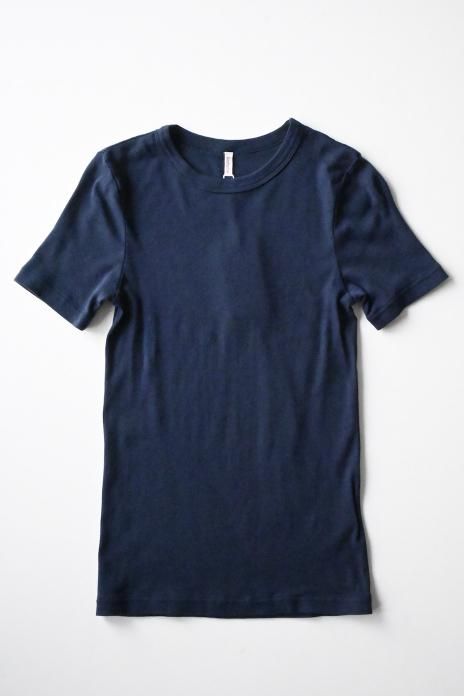 babaco / Cotton/Silk Basic T-shirt - Navy
