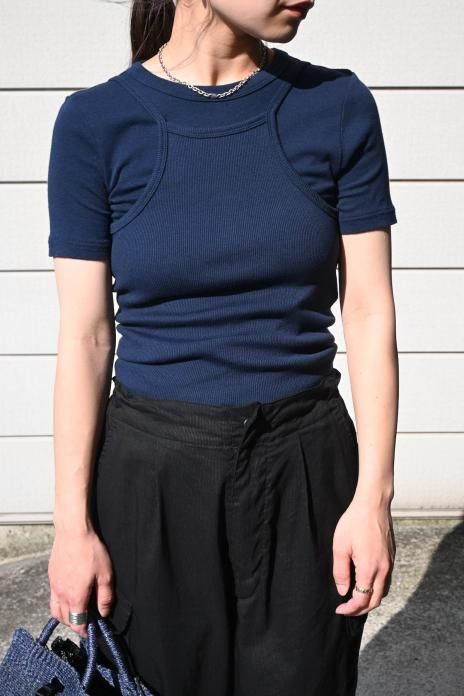 babaco / Cotton/Silk Open Back Camisole - Navy