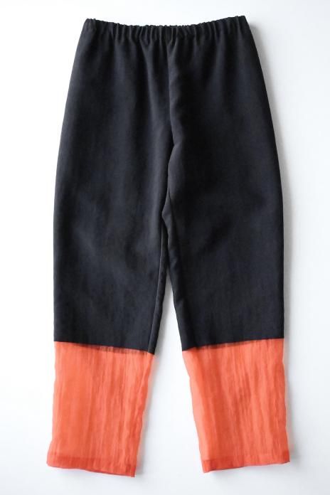 JUN MIKAMI / See-through border pants - Orange / Navy