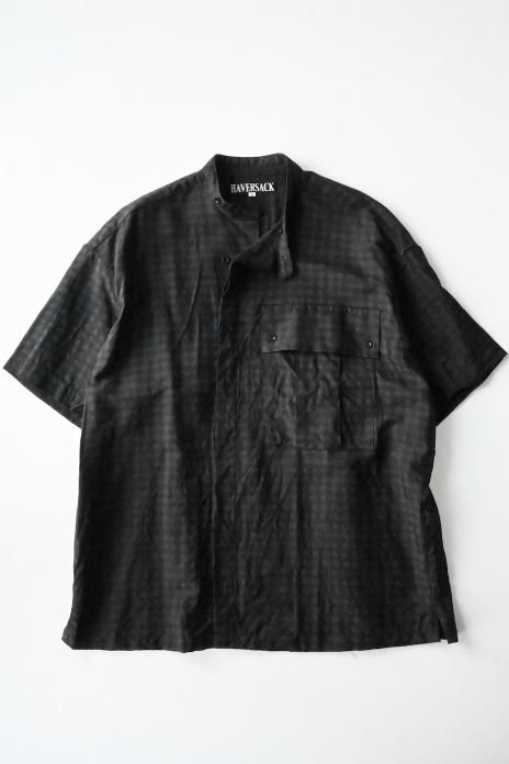 HAVERSACK / Gingham jacpuard band collar half sleeve shirts
