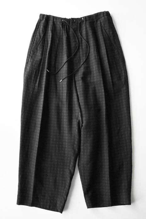 HAVERSACK / Gingham jacpuard pleats wide pants