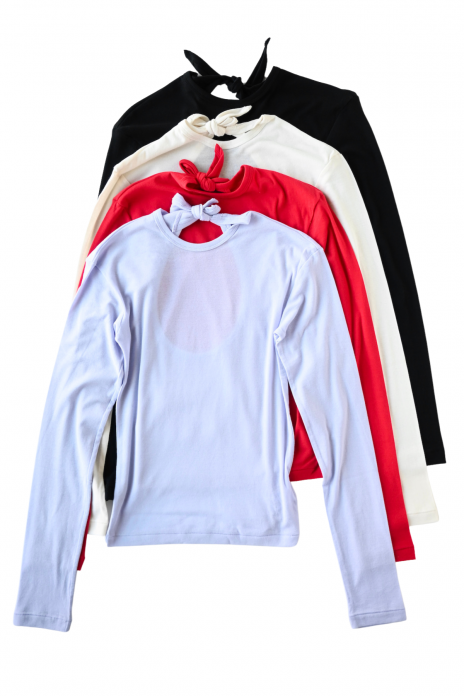babaco / Twisted Cotton Back Tied Long Sleeve T-shirt
