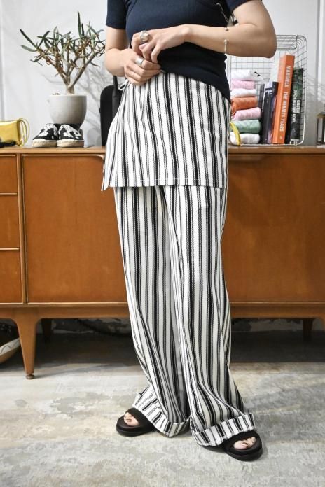 CURRENTAGE / Russell Multi Stripe Pants - White & Black