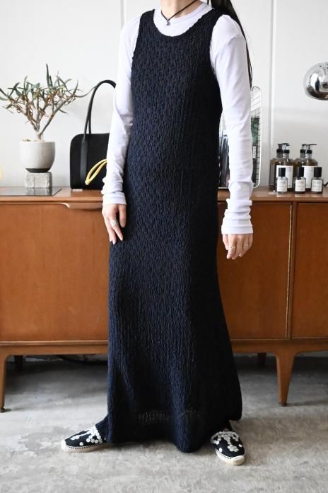 CURRENTAGE / LACY KNIT ONE PIECE - BLACK