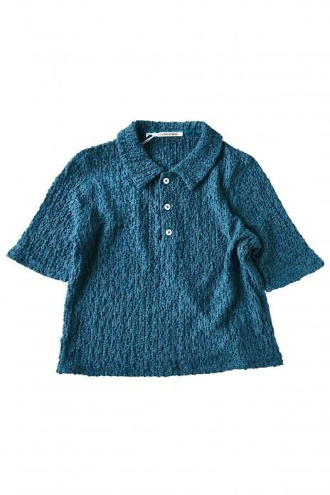 CURRENTAGE / LACY KNIT POLO - BLUE