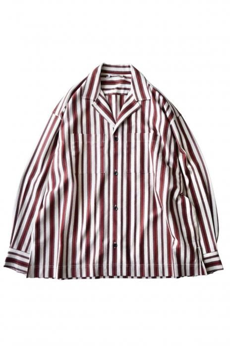 CURRENTAGE /  Multi Stripe Open Collar Shirt - Multi Stripe