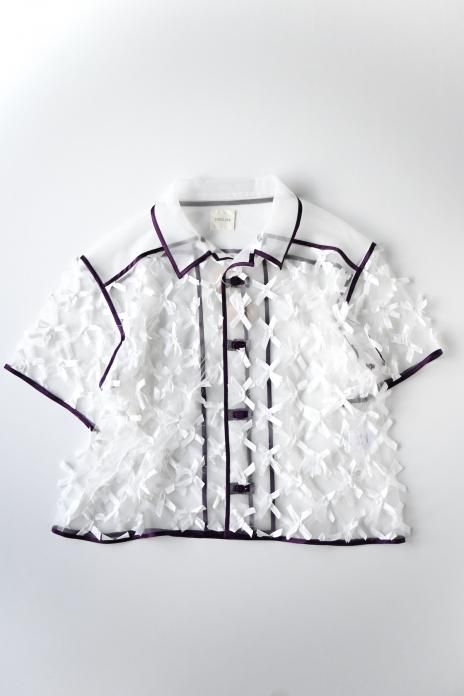 jonnlynx / ribbon tulle shirts - white