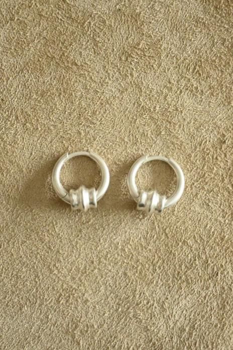 Sapir Bachar / MINI VESSEL BEADS HOOPS  - silver