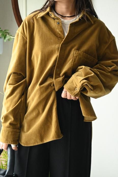 phebus / GARMENT DYE VELVET SHIRT - GREEN KHAKI