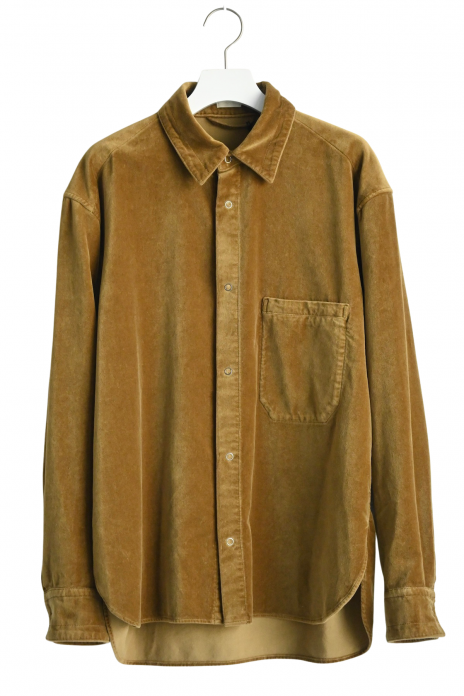 phebus / GARMENT DYE VELVET SHIRT - GREEN KHAKI