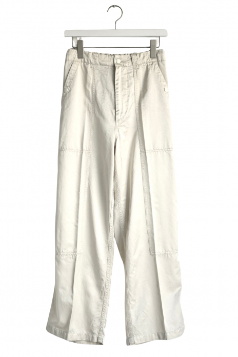 phebus / PIGMENT DYE SATIN WORK PANTS - ECRU