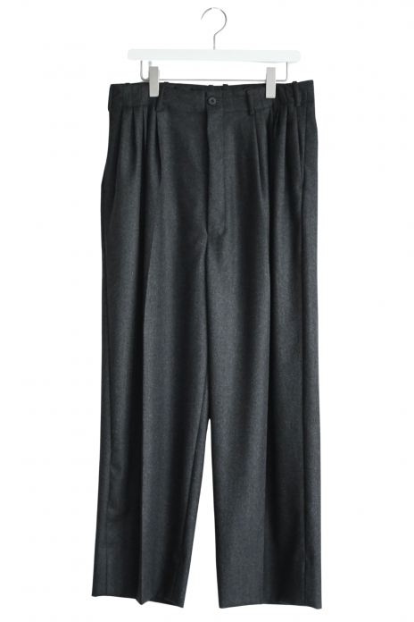 nonnotte / SHADOW HERRINGBONE FLANNEL DRAPING 5-TUCK TROUSERS
