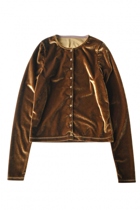 JUN MIKAMI / VELVET CARDIGAN- BROWN