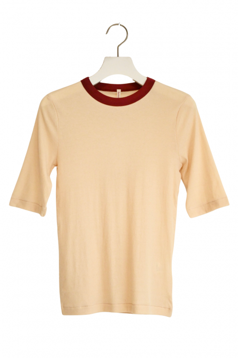 babaco / TWISTED COTTON HALF SLEEVE T-SHIRTS - BEIGE