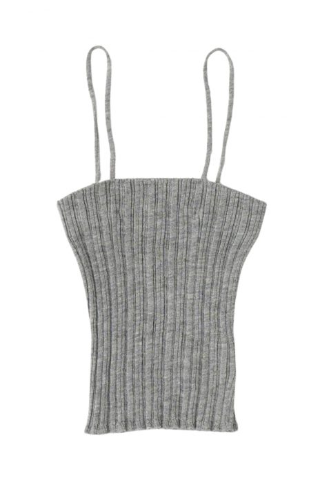 UNFIL / ROYAL BABY ALPACA RANDOM RIBBED-KNIT TUBE TOP - MERANGE GRAY