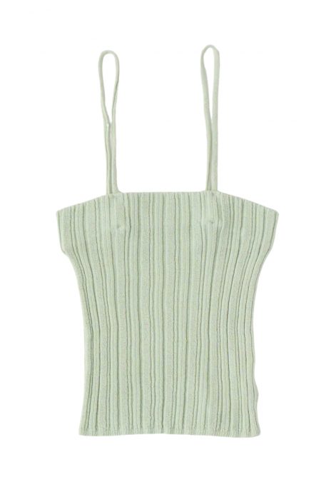 UNFIL / ROYAL BABY ALPACA RANDOM RIBBED-KNIT TUBE TOP - MINT