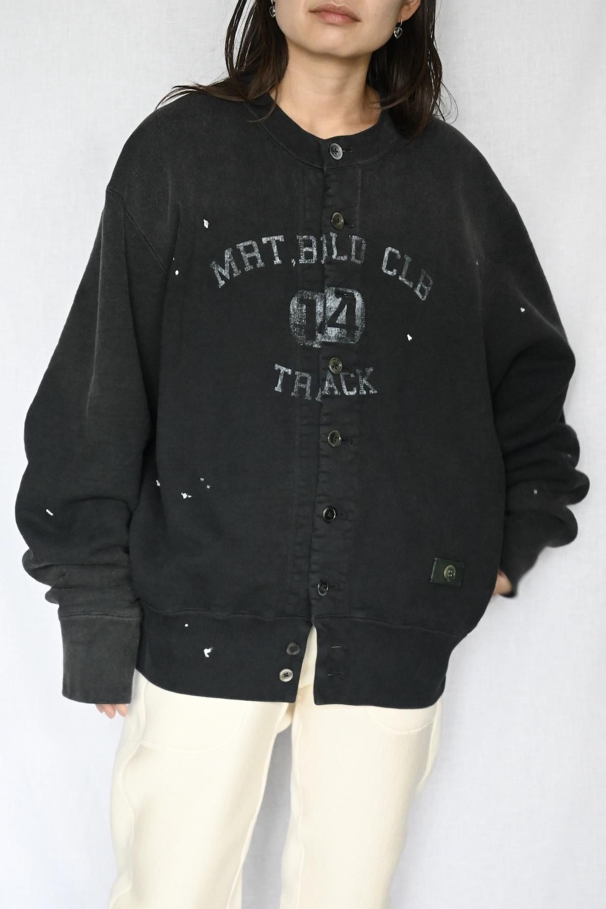 KHOKI VINTAGE EFFECT SWEAT CARDIGAN / BLACK67cm - HEIRLOOM