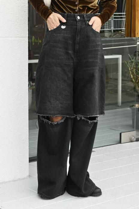 PHOTOCOPIEU / WIDE-LEG SLIT JEANS (DEVON ) - BLACK