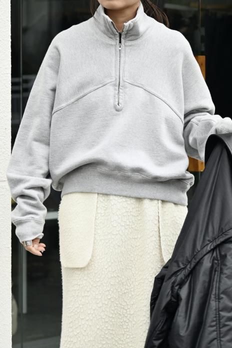 CURRENTAGE /  HALF ZIP SWEAT - TOP GRAY