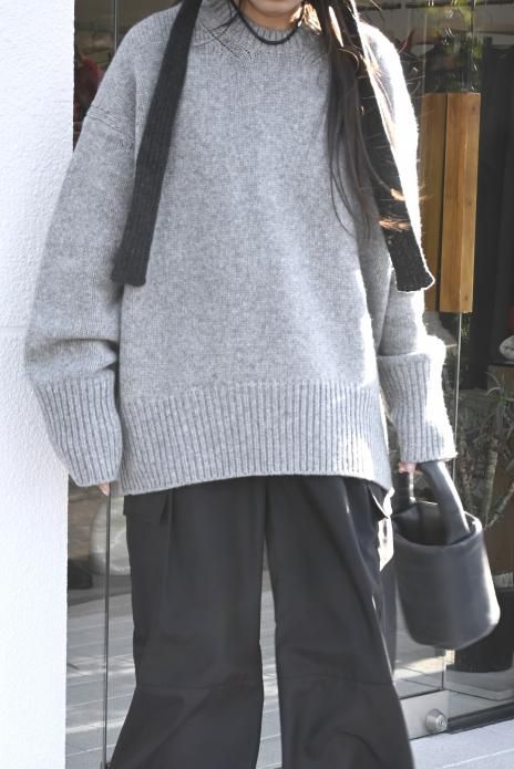 GALERIE VIE / FINE WOOL CREW NECK PULLOVER - GRAY