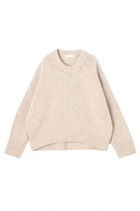 GALERIE VIE / FINE WOOL CREW NECK PULLOVER - BEIGE
