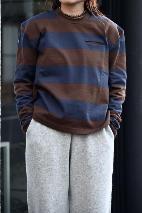 jonnlynx / BORDER POCKET TEE - NAVYBROWN