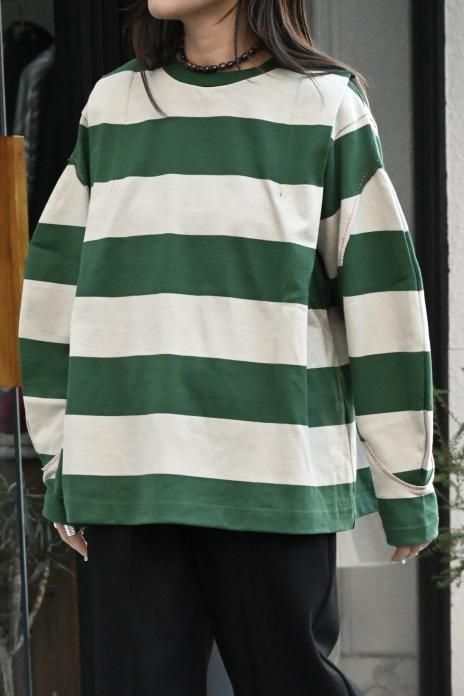 jonnlynx / BORDER BIG SLEEVE TEE - GREENGRAY