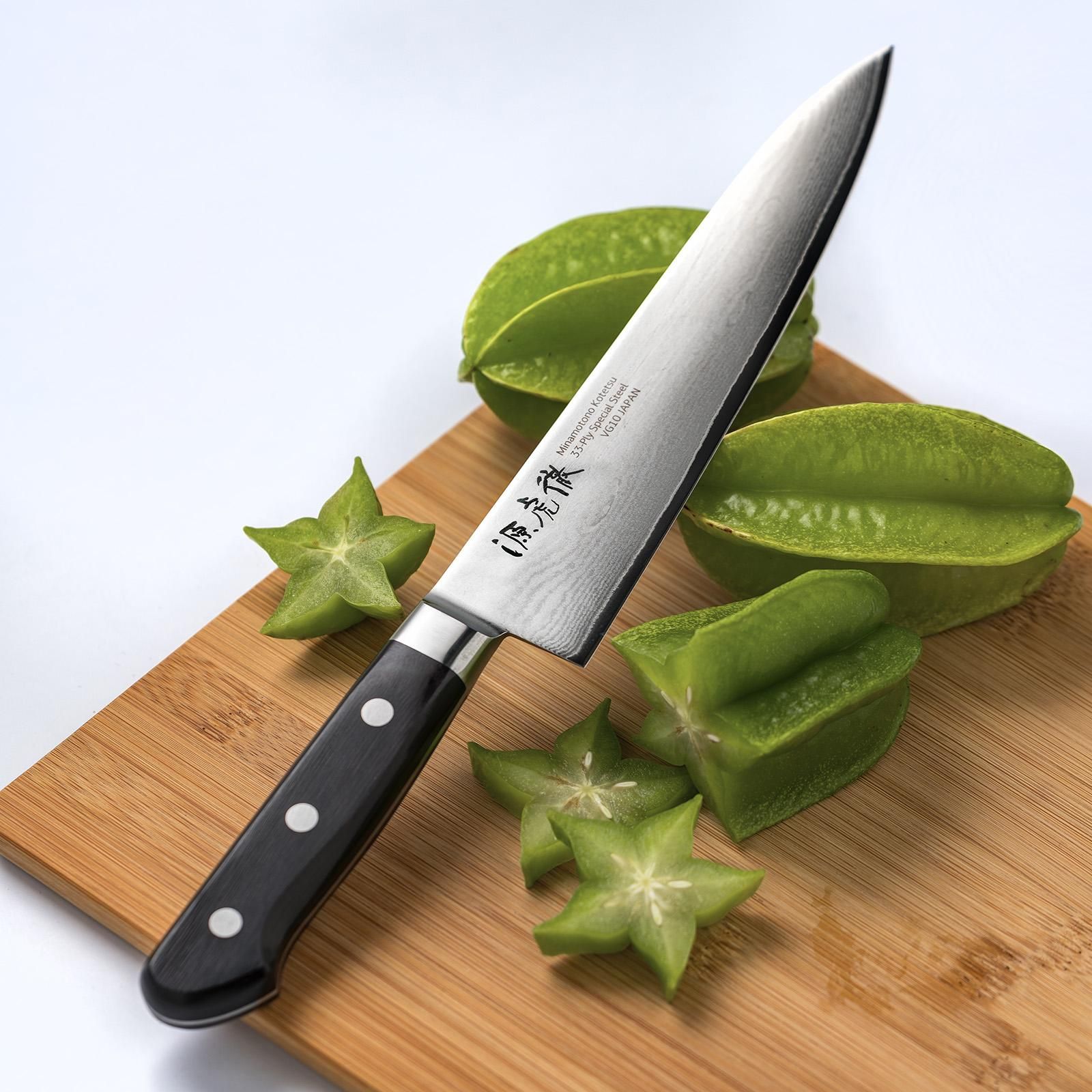 げん 安田刃物 源虎徹 銀彩 ダマスカス 筋引き 240mm 日本製 包丁