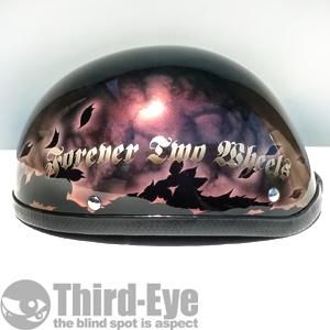 在庫 バイク ヘルメット ハーフキャップ トライバルスカル BLACK