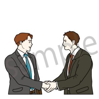 握手するビジネスマン　イラスト（ビジネスシーン、スーツ、サラリーマン、ビジネスマン）