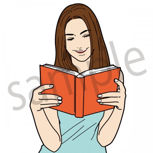 読書する女性 イラスト 本 書籍 笑顔 本を読む ストックイラストshop クイックイラストレーション Pro