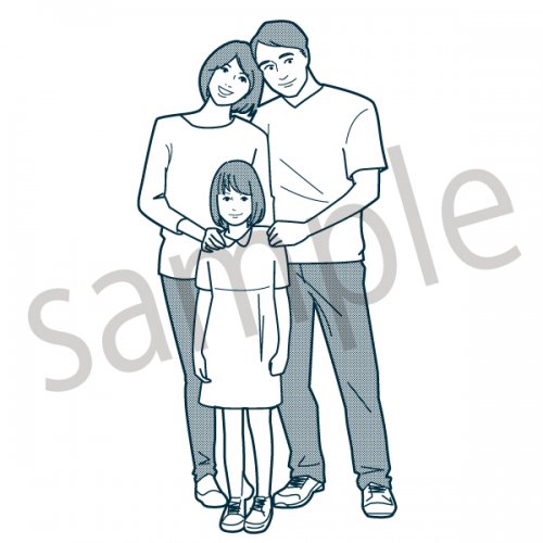 ３人家族 イラスト 親子 家族 夫婦 娘 子供 ストックイラストshop クイックイラストレーション Pro