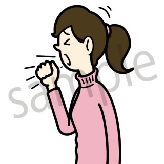 咳をする女性　イラスト（せき、風邪、病気、健康）