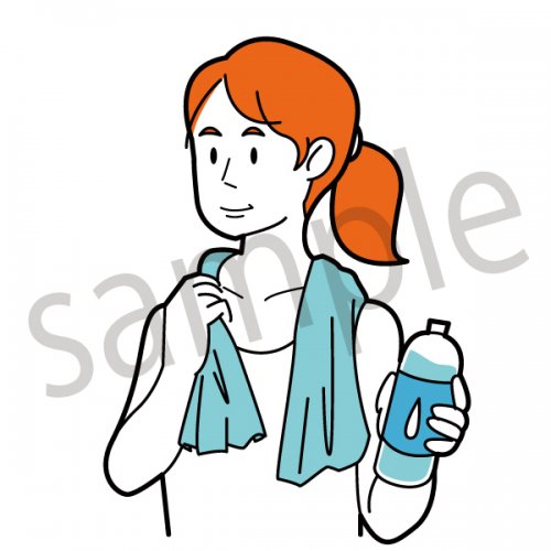 運動後の女性 イラスト ランニング クールダウン 水を飲む トレーニング ウォーキング 休憩 休息 ストックイラストshop クイックイラストレーション Pro