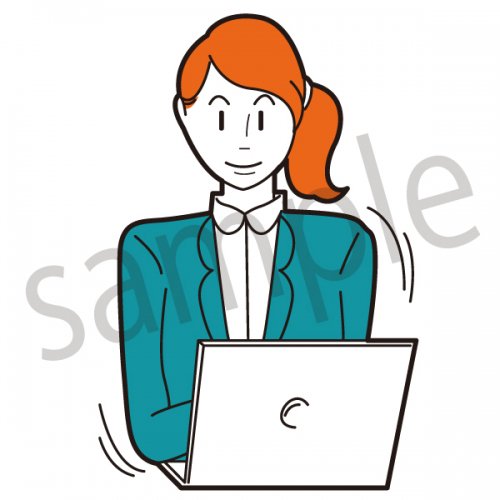パソコンで仕事をする女性 イラスト ビジネスシーン 女性 パソコン ビジネスウーマン ストックイラストshop クイックイラストレーション Pro