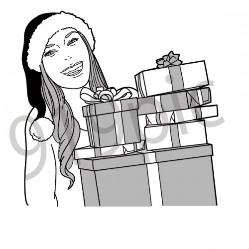 クリスマスプレゼントを持つ女性 イラスト クリスマス プレゼント ストックイラストshop クイックイラストレーション Pro