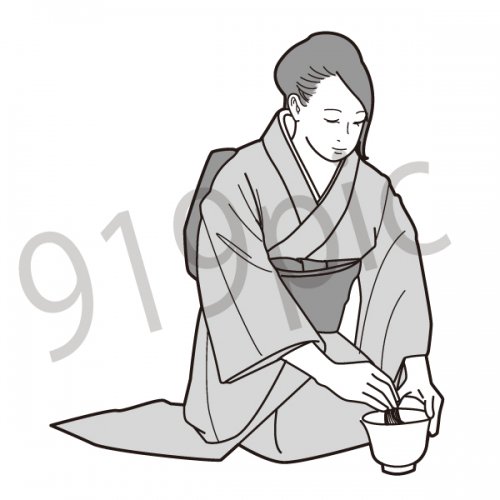 茶道 イラスト 日本文化 和 着物 女性 ストックイラストshop クイックイラストレーション Pro