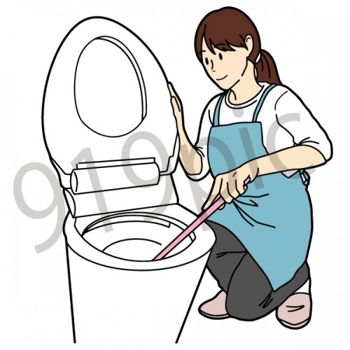 トイレ掃除をする女性 イラスト 清掃 大掃除 家事 主婦 ストックイラストshop クイックイラストレーション Pro