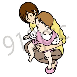 赤ちゃんを抱っこするお母さん　イラスト(家族、子供、母親、親子)