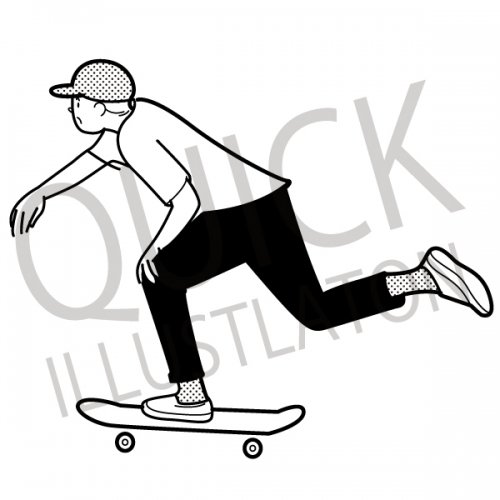 スケートボードに乗る男性 イラスト スケボー ストリート