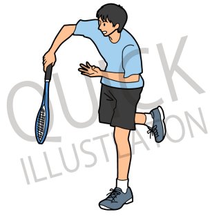 テニスプレイヤー 　イラスト(スポーツ、ボール、サーブ、試合)