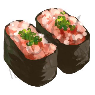 ネギトロのお寿司　イラスト(和食、鮮魚、生魚、鮨、すし、スシ)