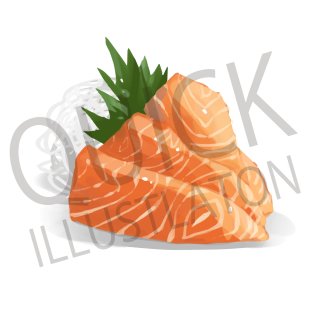 サーモンのお刺身　イラスト(鮭、魚、和食、鮮魚、生魚)