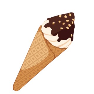 アイスクリーム　クリスプ　イラスト(おやつ、チョコレート、バニラ、お菓子)